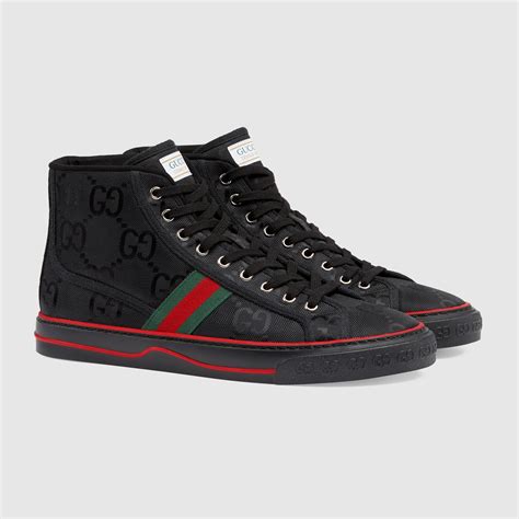 gucci black high top sneakers|Gucci canvas high top sneakers.